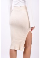 Skirt Noisy May Nmfrig Hw Slit Pearled Ivory